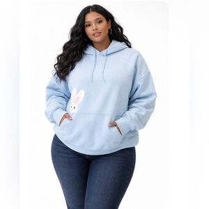 Light Blue Hoodie with Bunny Design